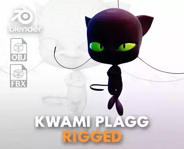 Plagg - Kwami Rigged 3D Model for Blender Low-poly 3D model