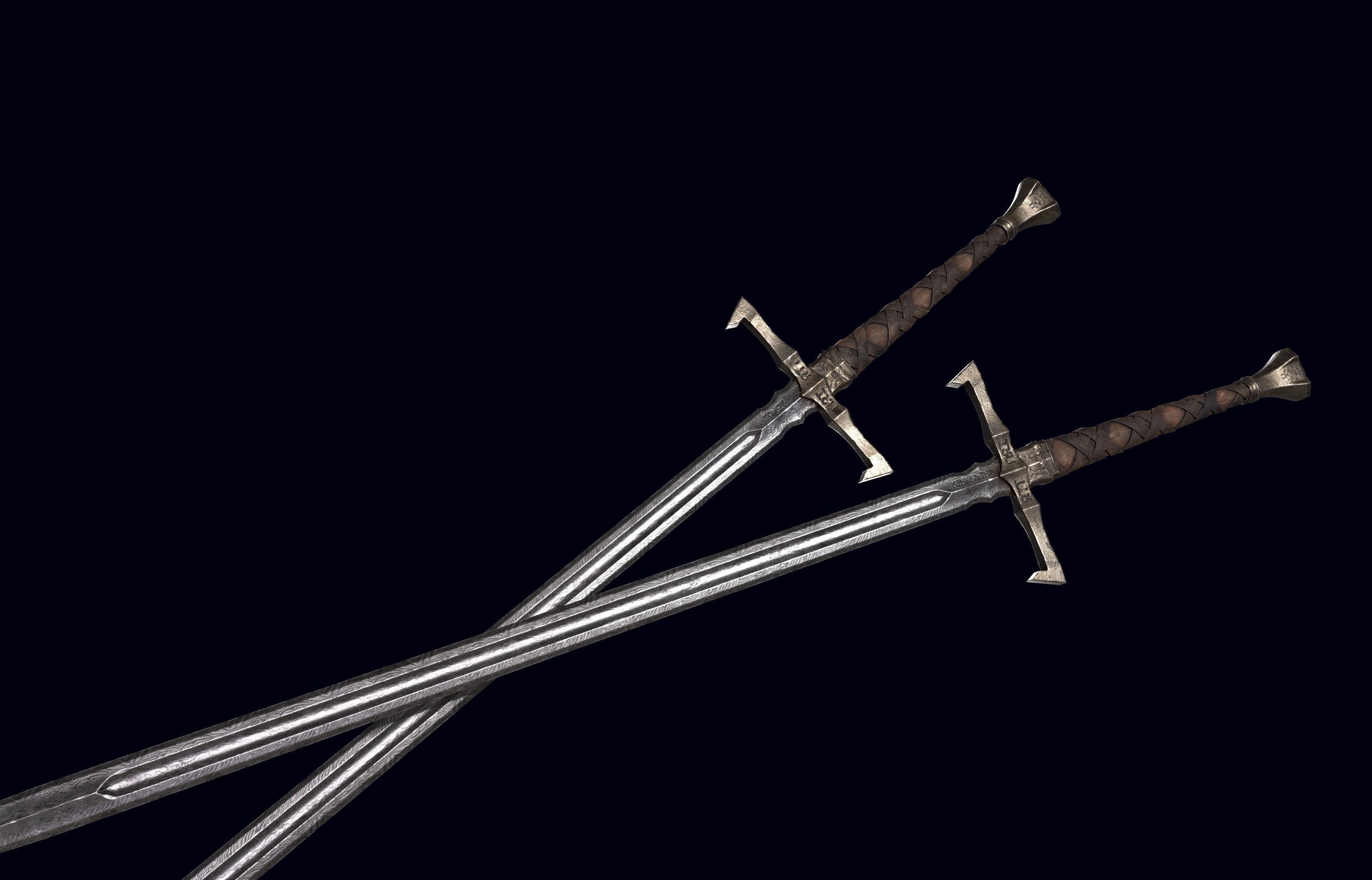 Long Sword Melee Weapon Free low-poly 3D model_6