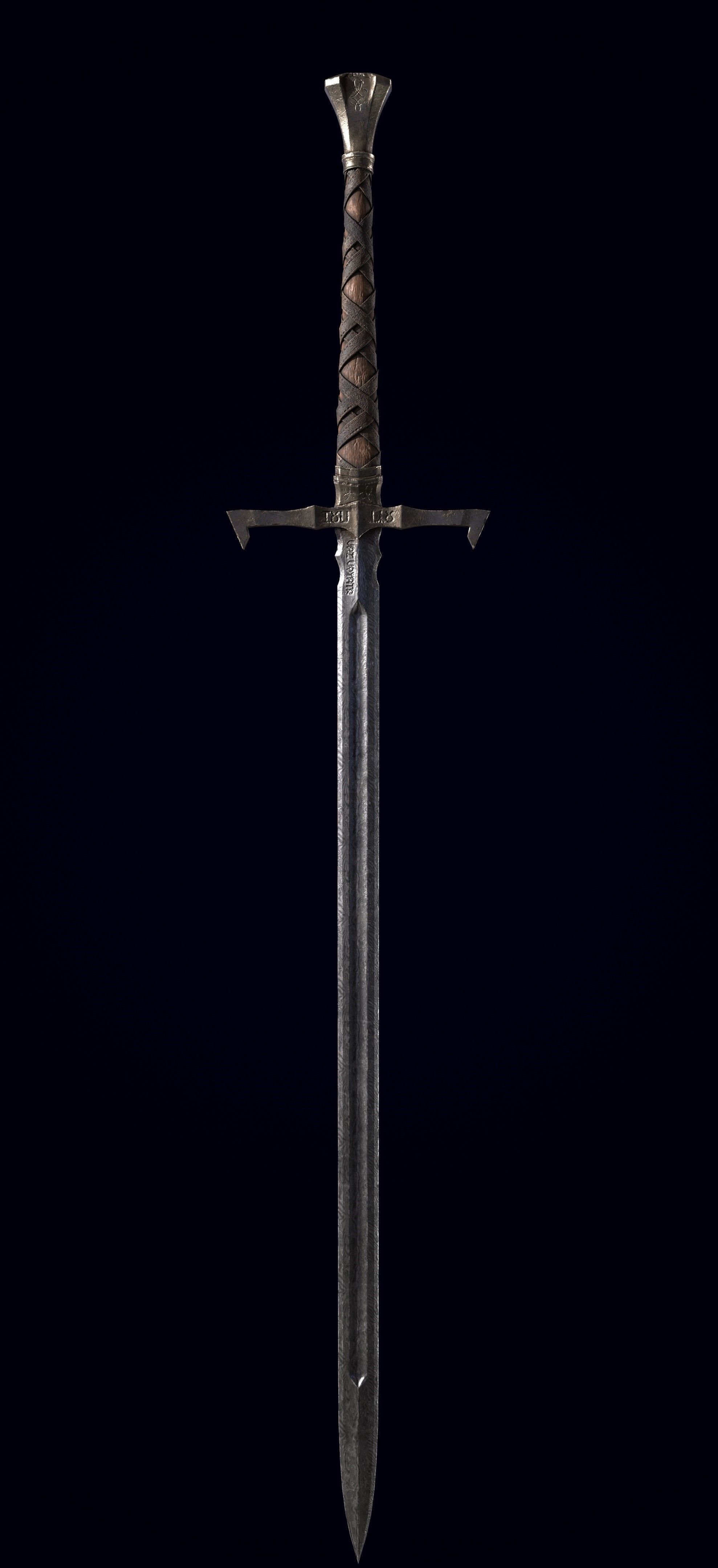 Long Sword Melee Weapon Free low-poly 3D model_2