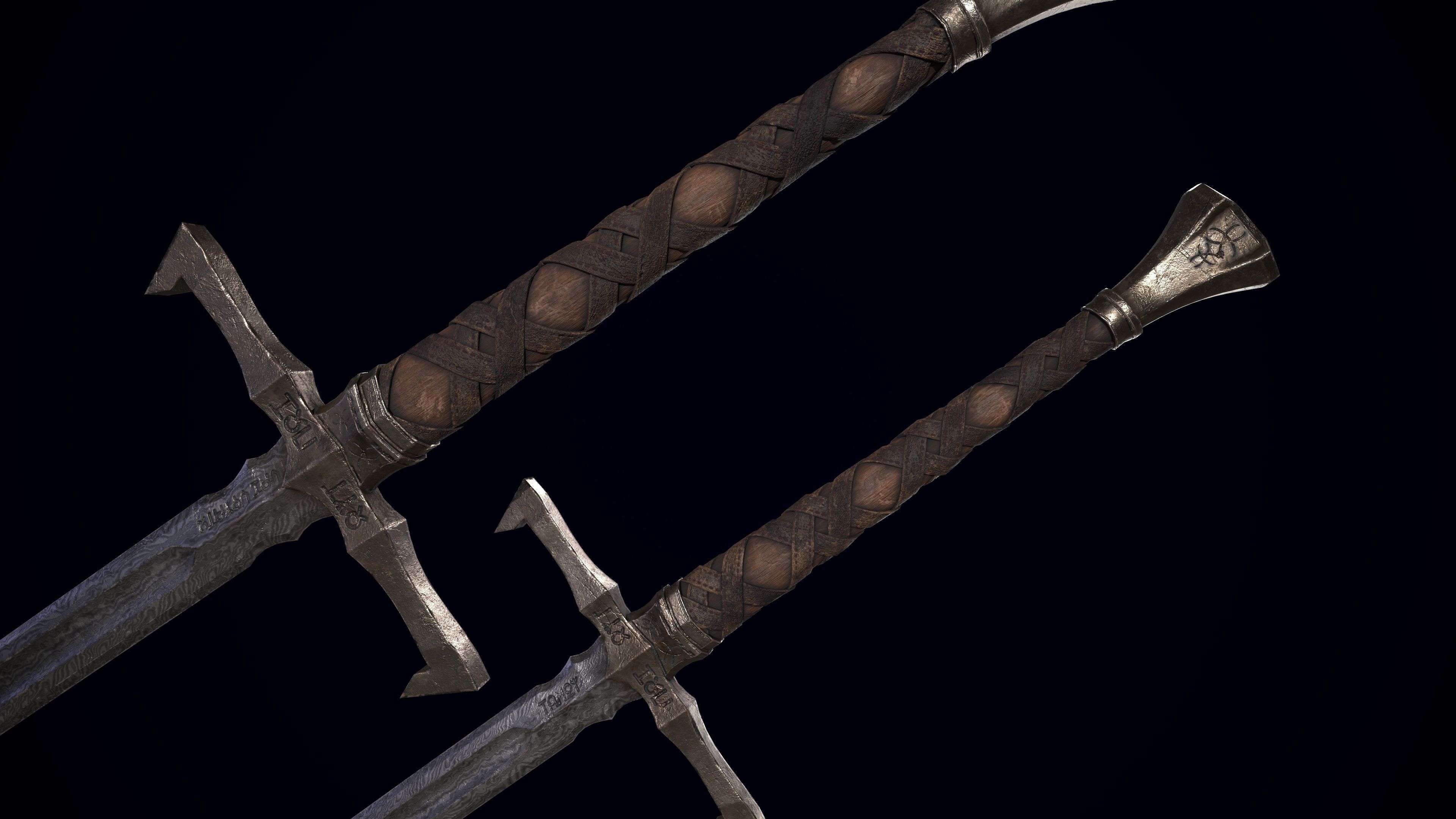 Long Sword Melee Weapon Free low-poly 3D model_10