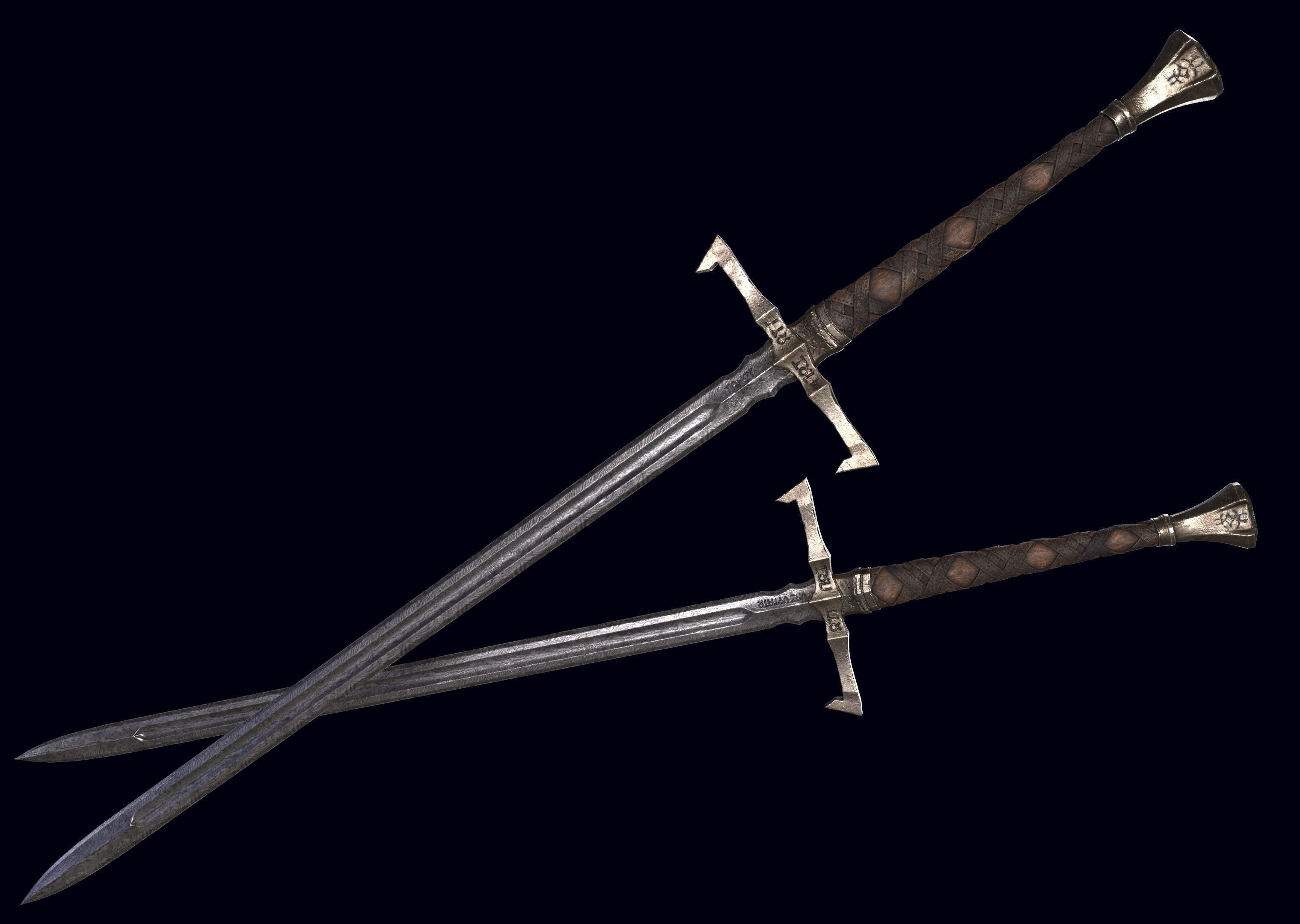 Long Sword Melee Weapon Free low-poly 3D model_3