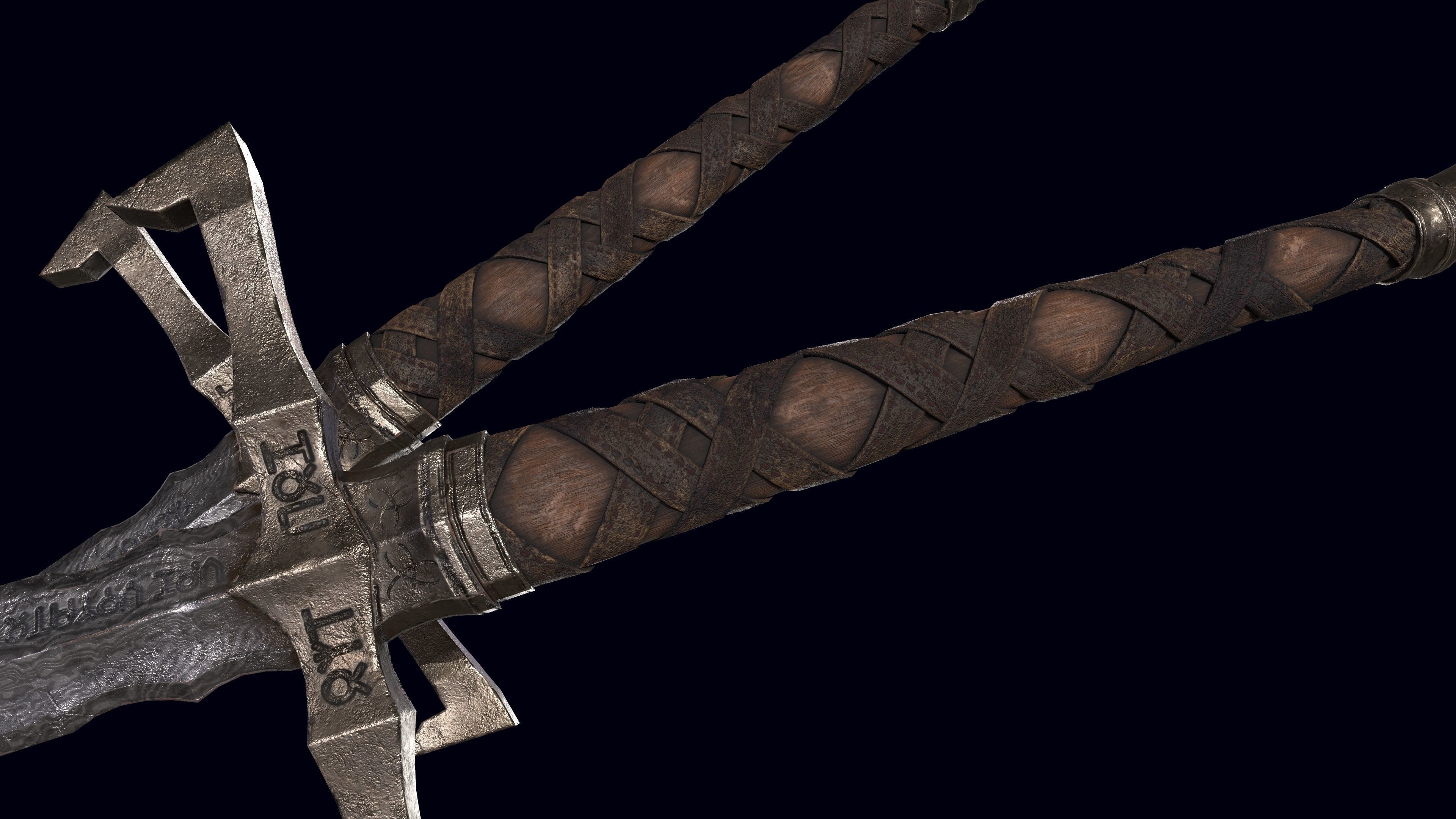 Long Sword Melee Weapon Free low-poly 3D model_7