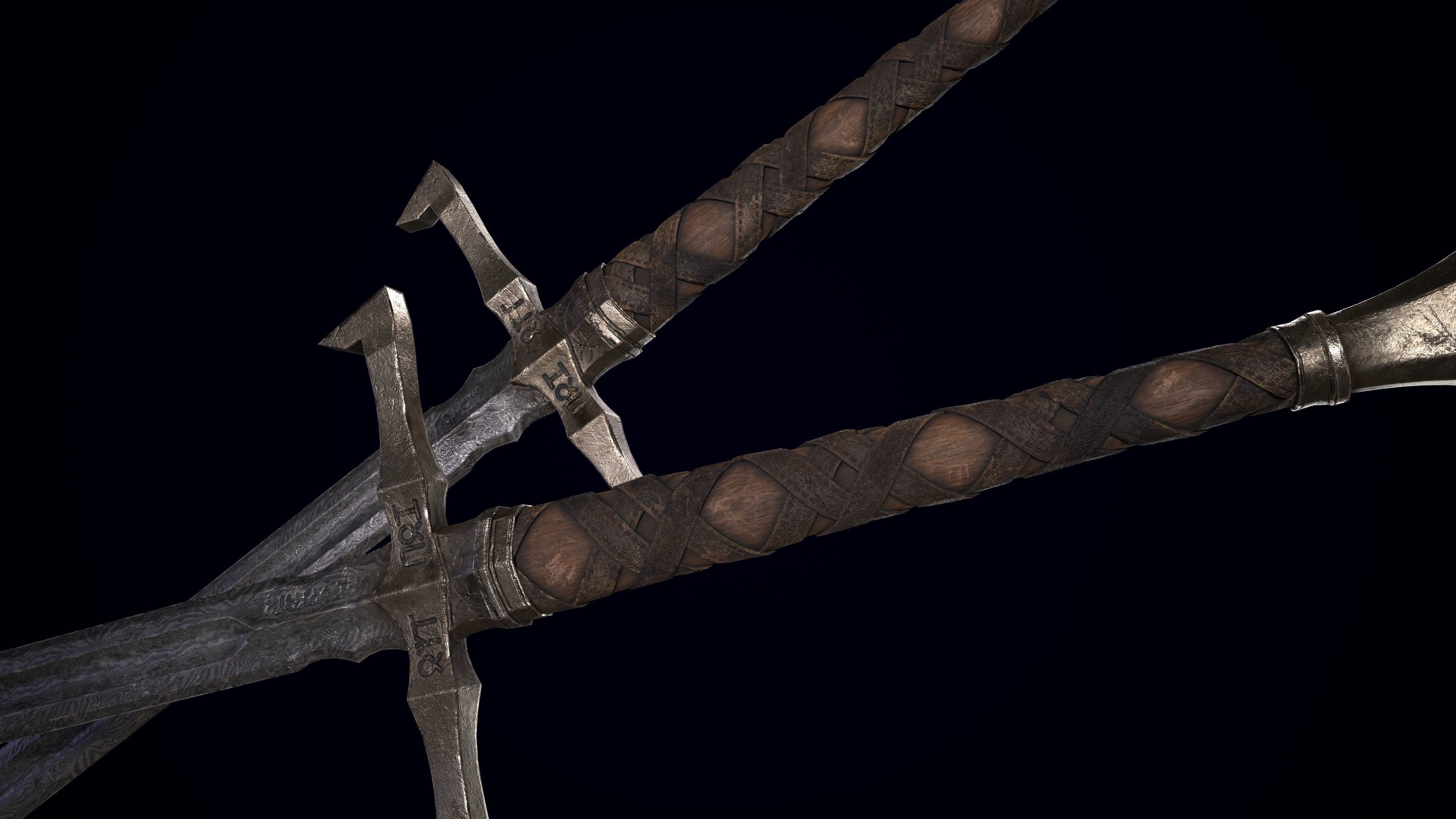 Long Sword Melee Weapon Free low-poly 3D model_5