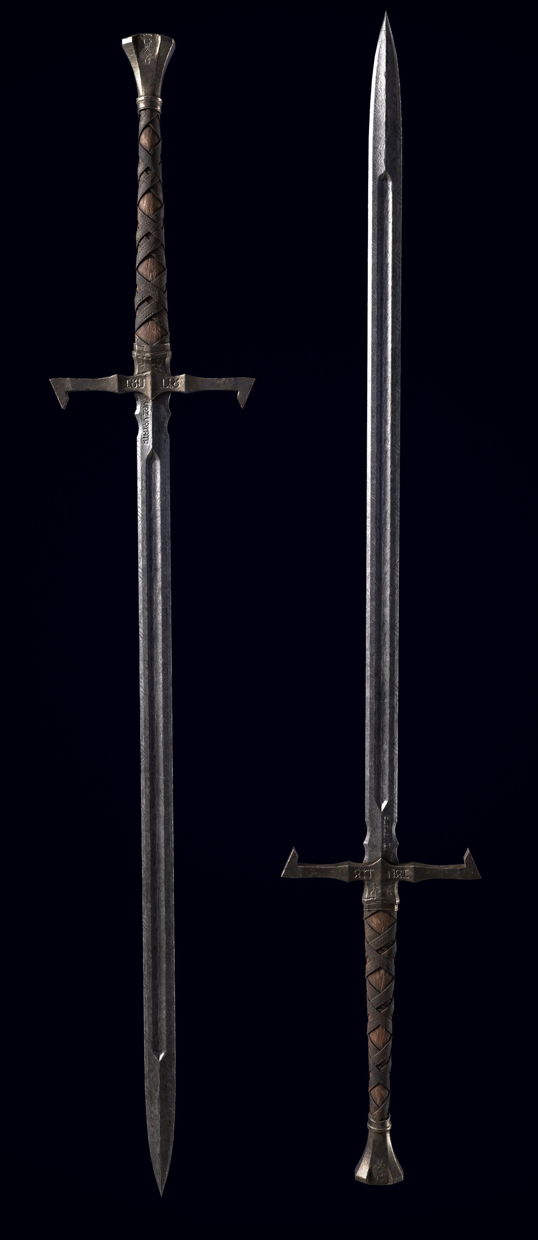 Long Sword Melee Weapon Free low-poly 3D model_4