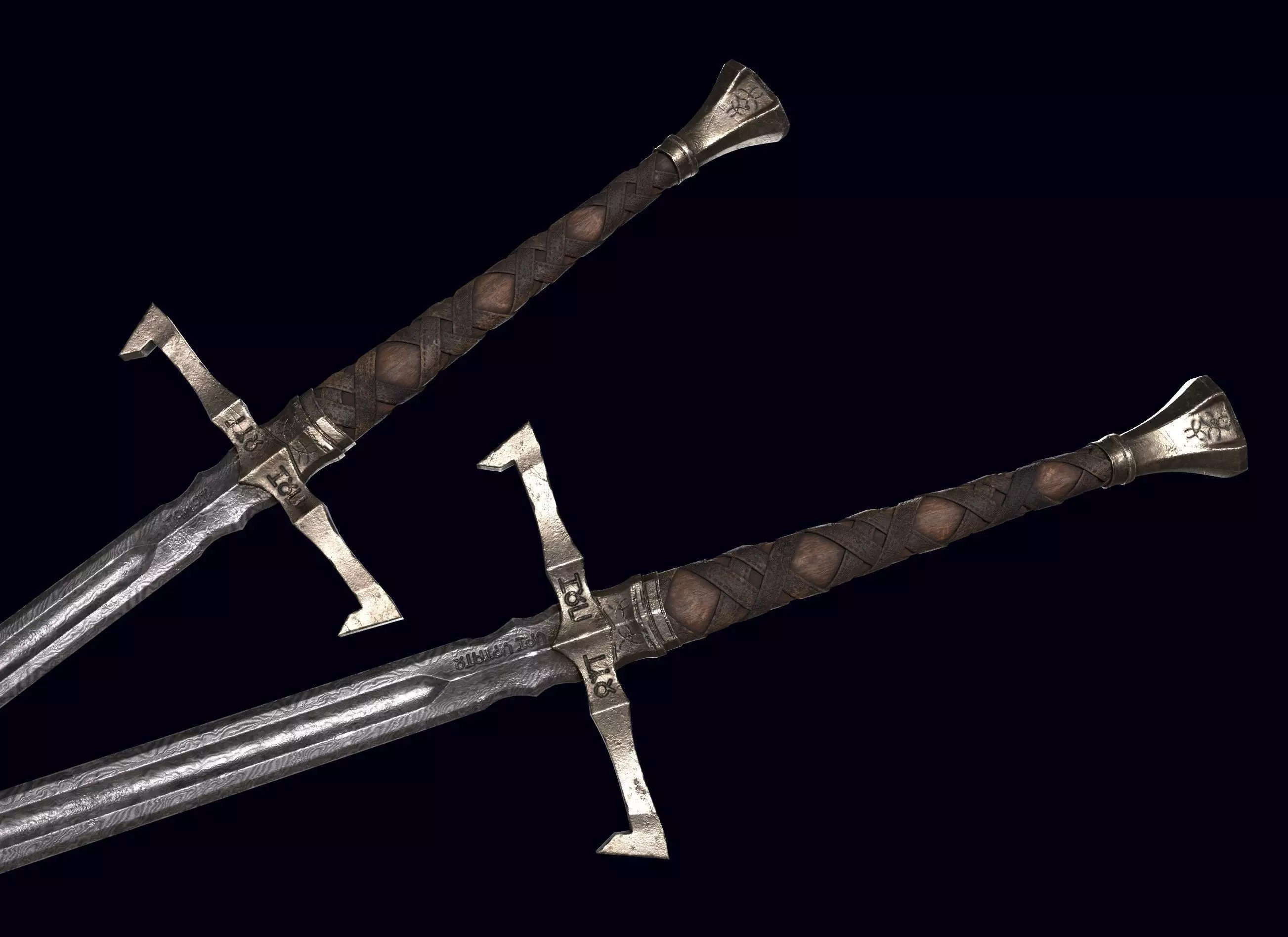 Long Sword Melee Weapon Free low-poly 3D model_0