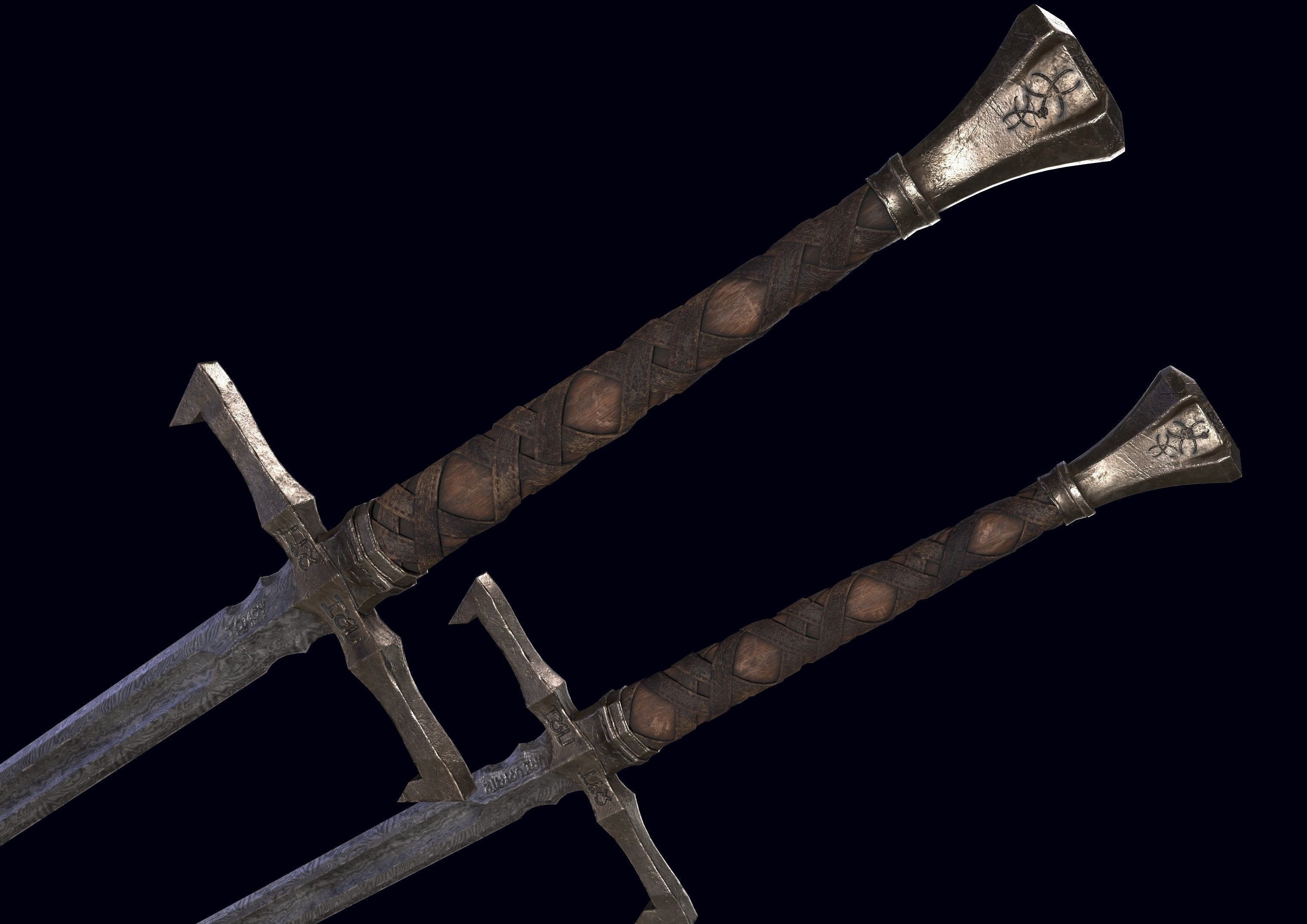 Long Sword Melee Weapon Free low-poly 3D model_8