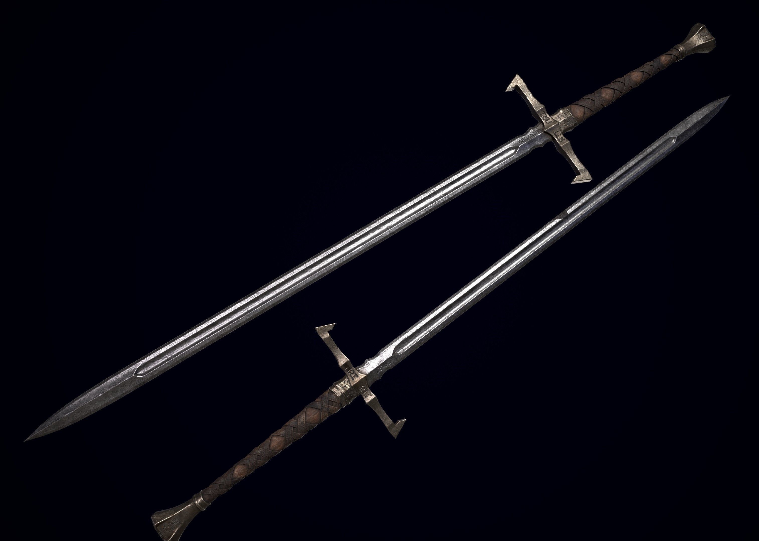 Long Sword Melee Weapon Free low-poly 3D model_9