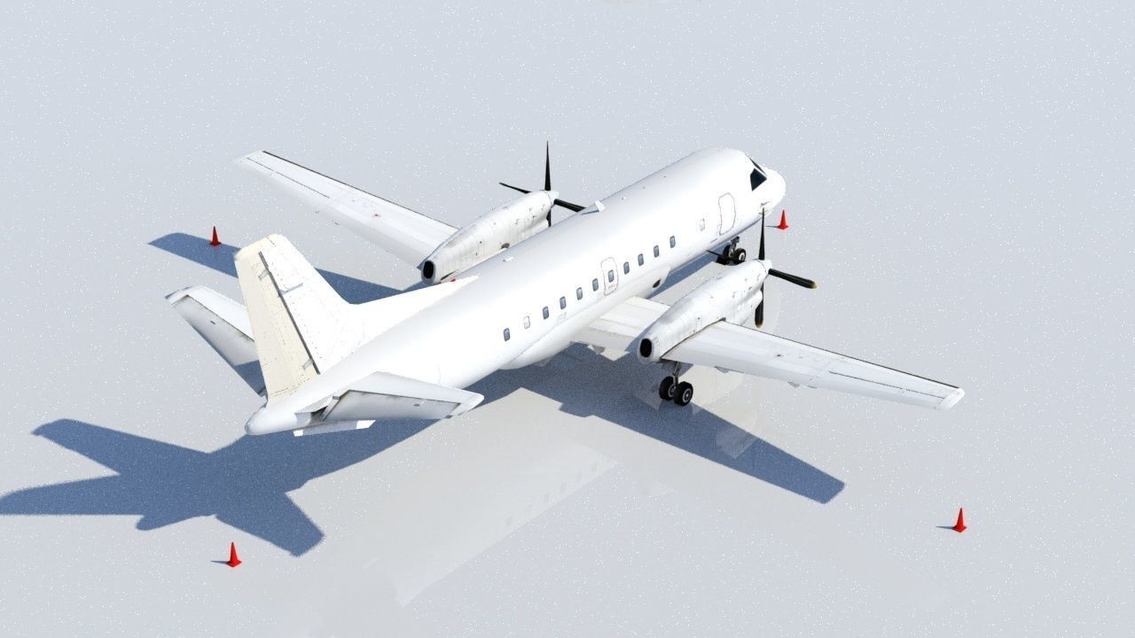 Saab 340B Static Low Poly  Blank Turboprop conmuter Low-poly 3D model_3