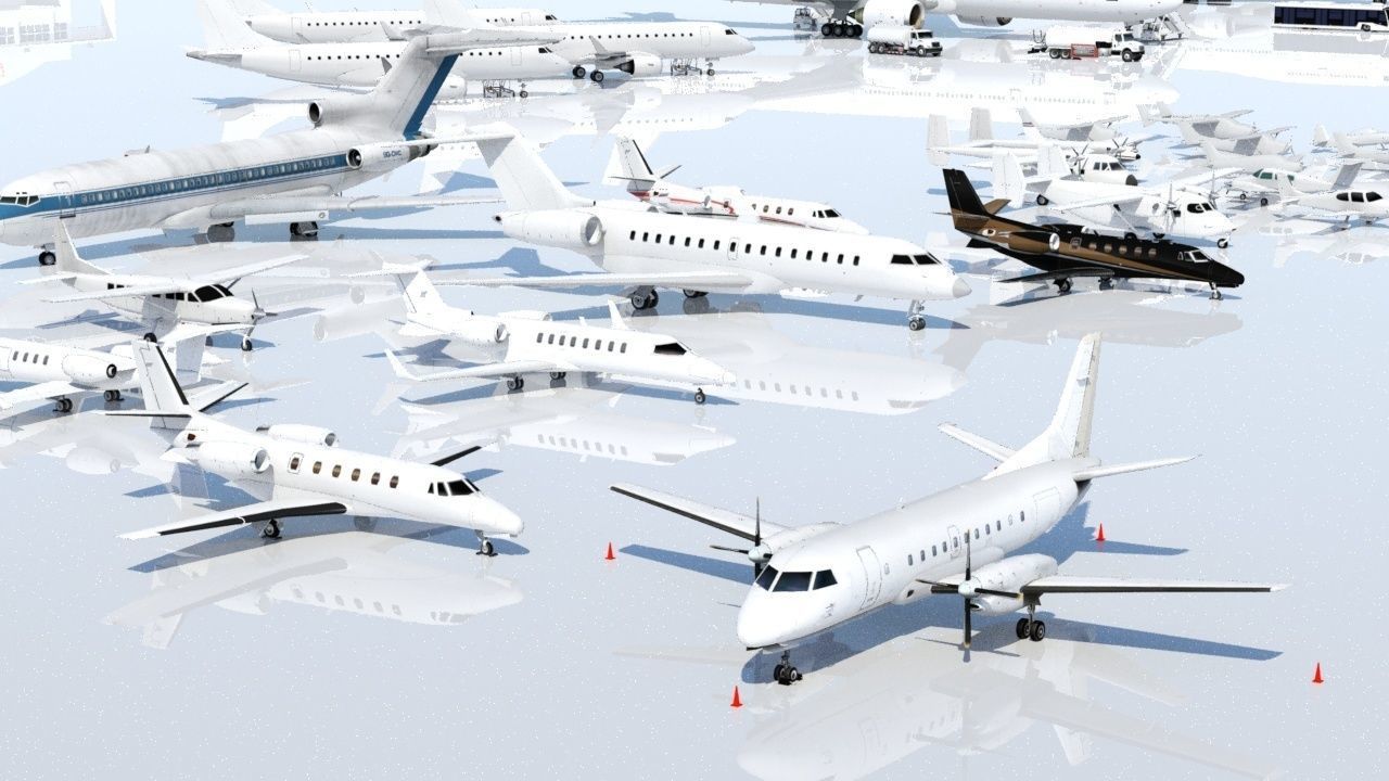 Saab 340B Static Low Poly  Blank Turboprop conmuter Low-poly 3D model_4