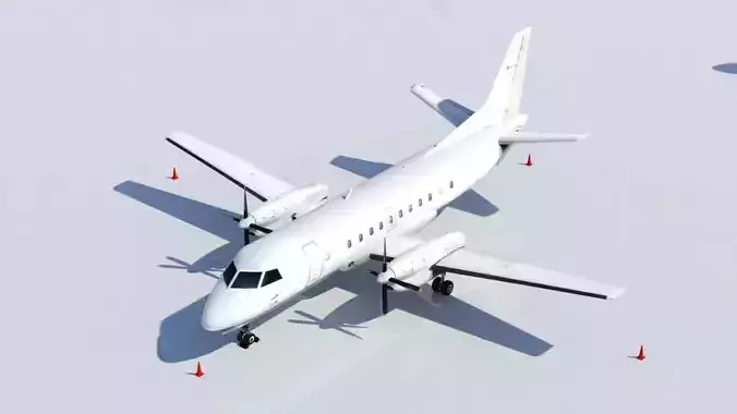 Saab 340B Static Low Poly  Blank Turboprop conmuter Low-poly 3D model