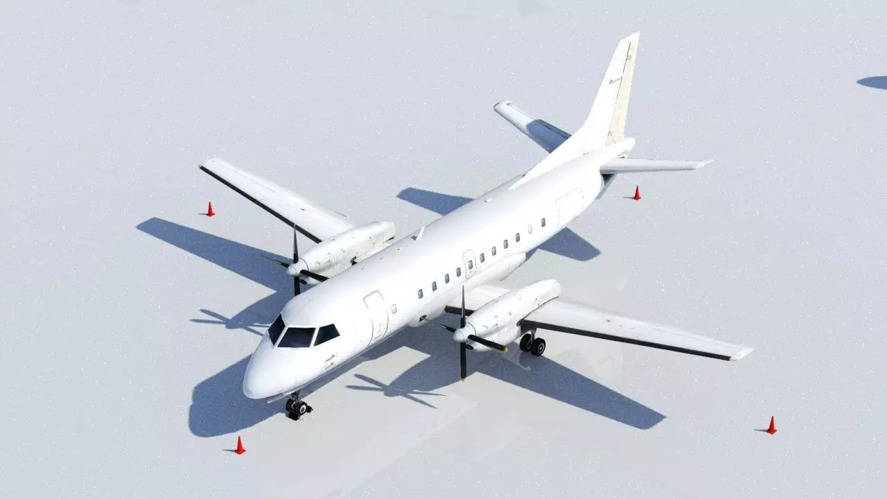 Saab 340B Static Low Poly  Blank Turboprop conmuter Low-poly 3D model_0