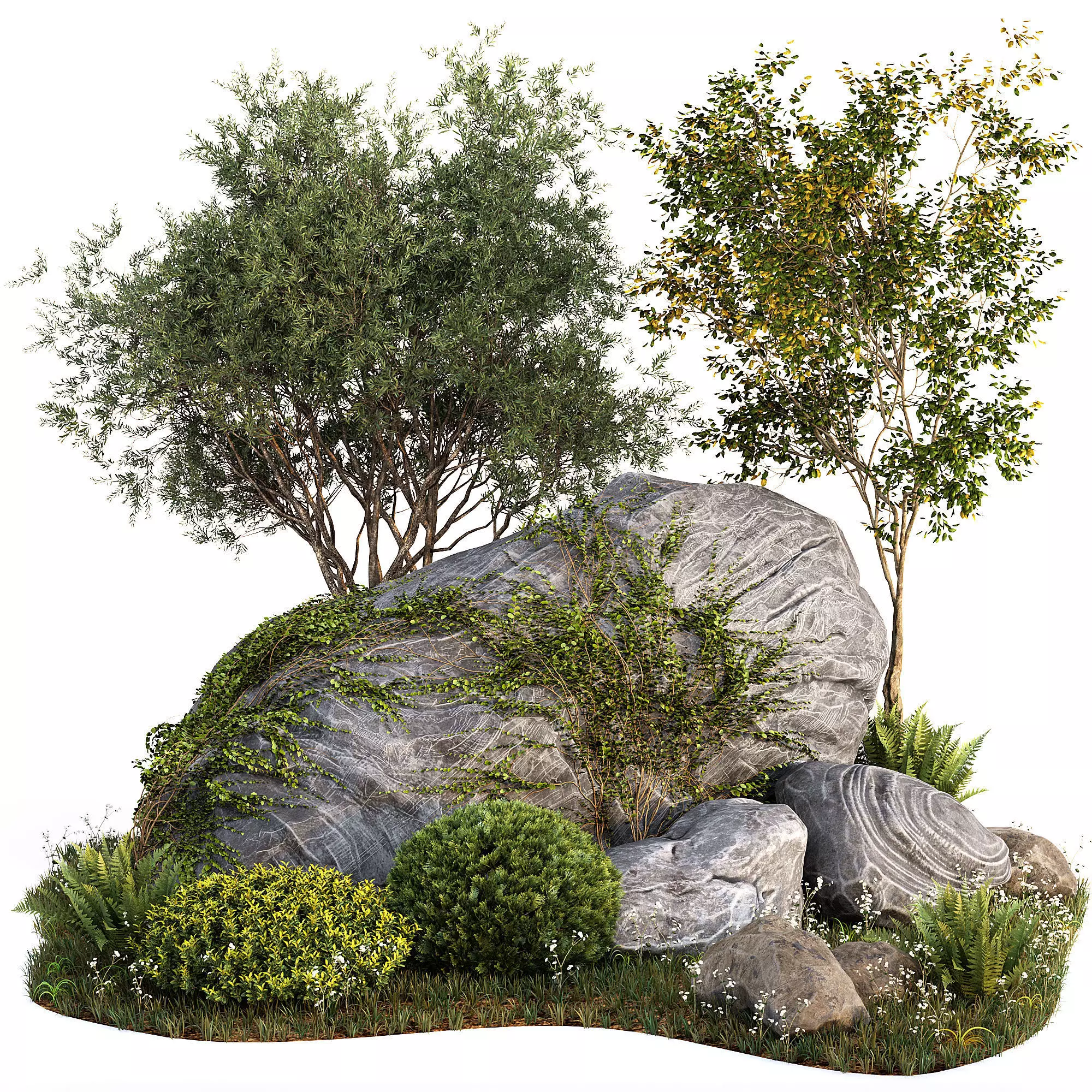 Rocks Plants Combination 3D model