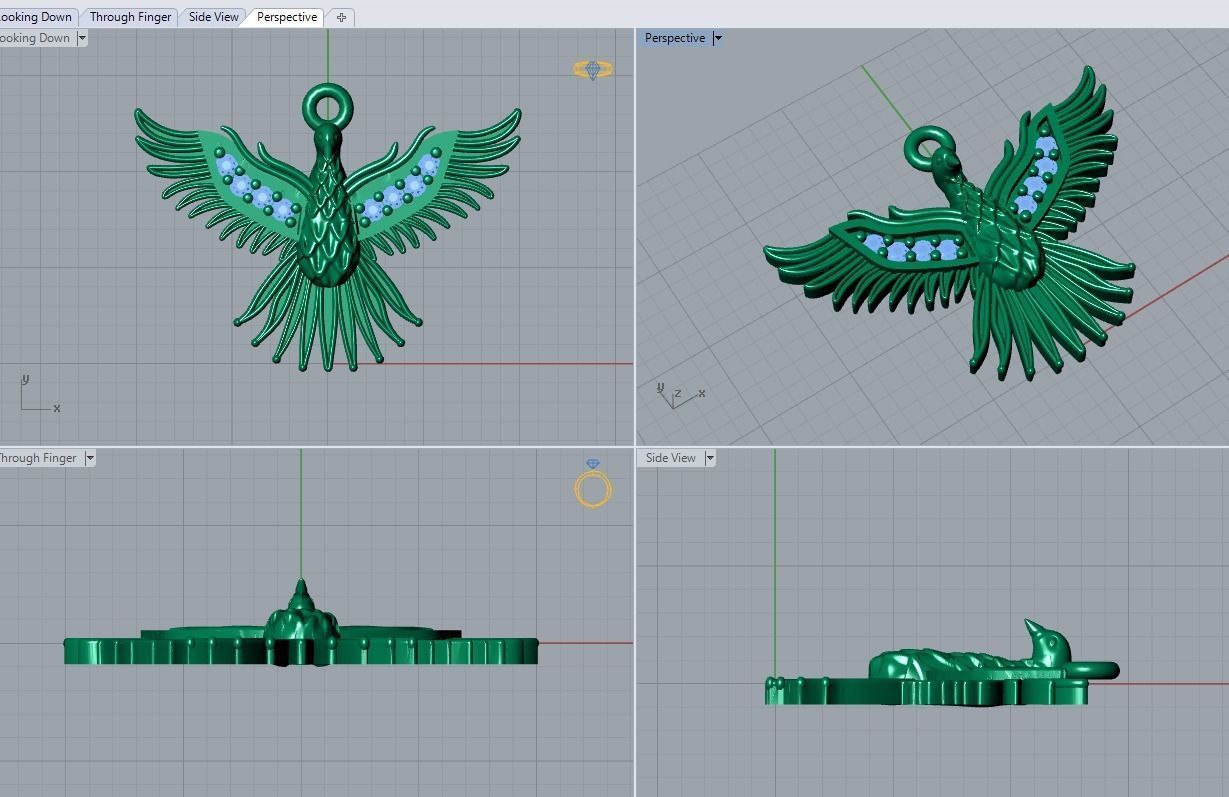 bird pendant 3D print model_3