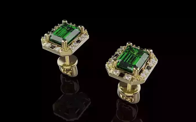 Woman Emerald Earrings 0059 3D print model