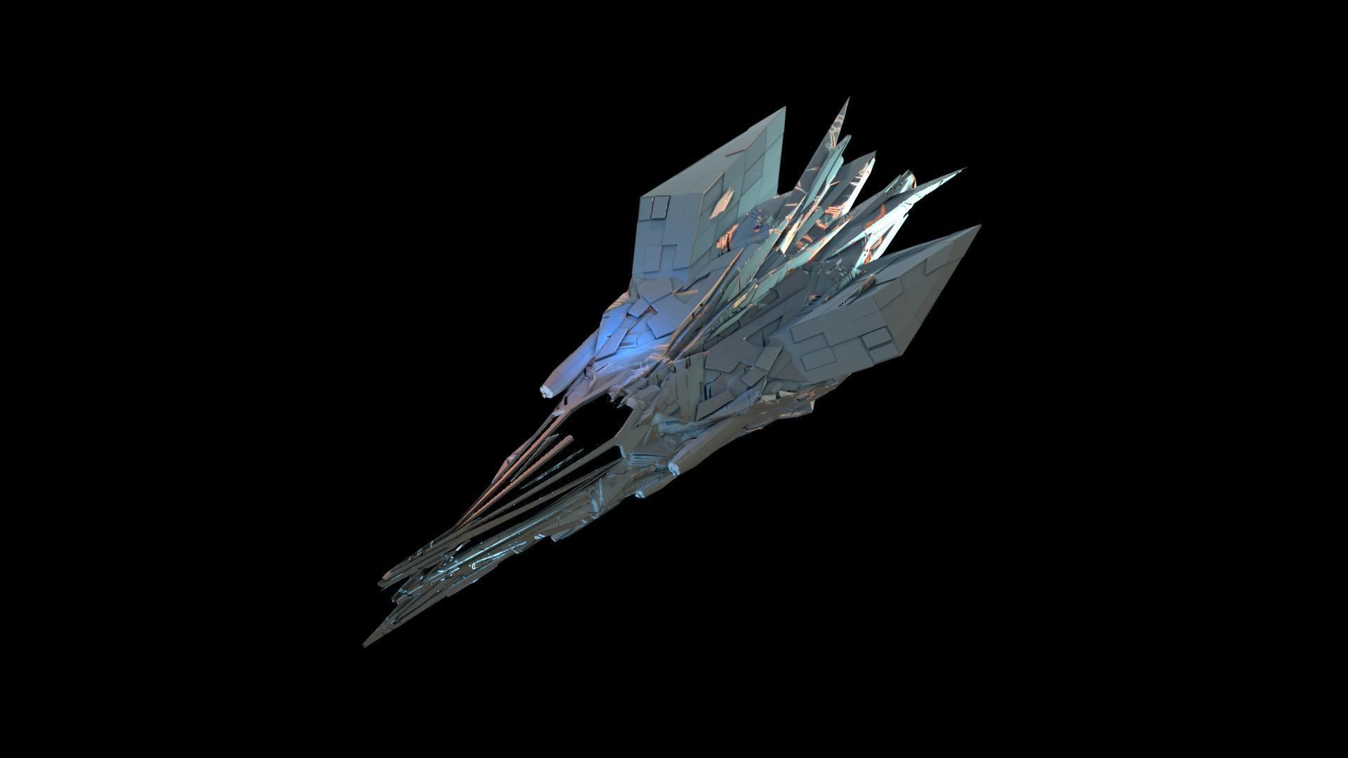 Aircraft Jet Plane Sci-Fi Spaceship Space Ship 038 Low-poly 3D model_2