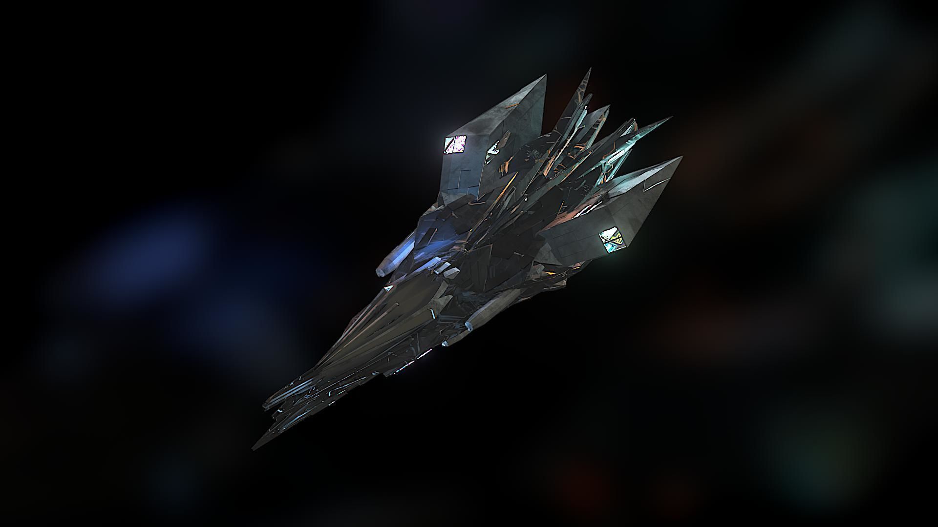 Aircraft Jet Plane Sci-Fi Spaceship Space Ship 038 Low-poly 3D model_1