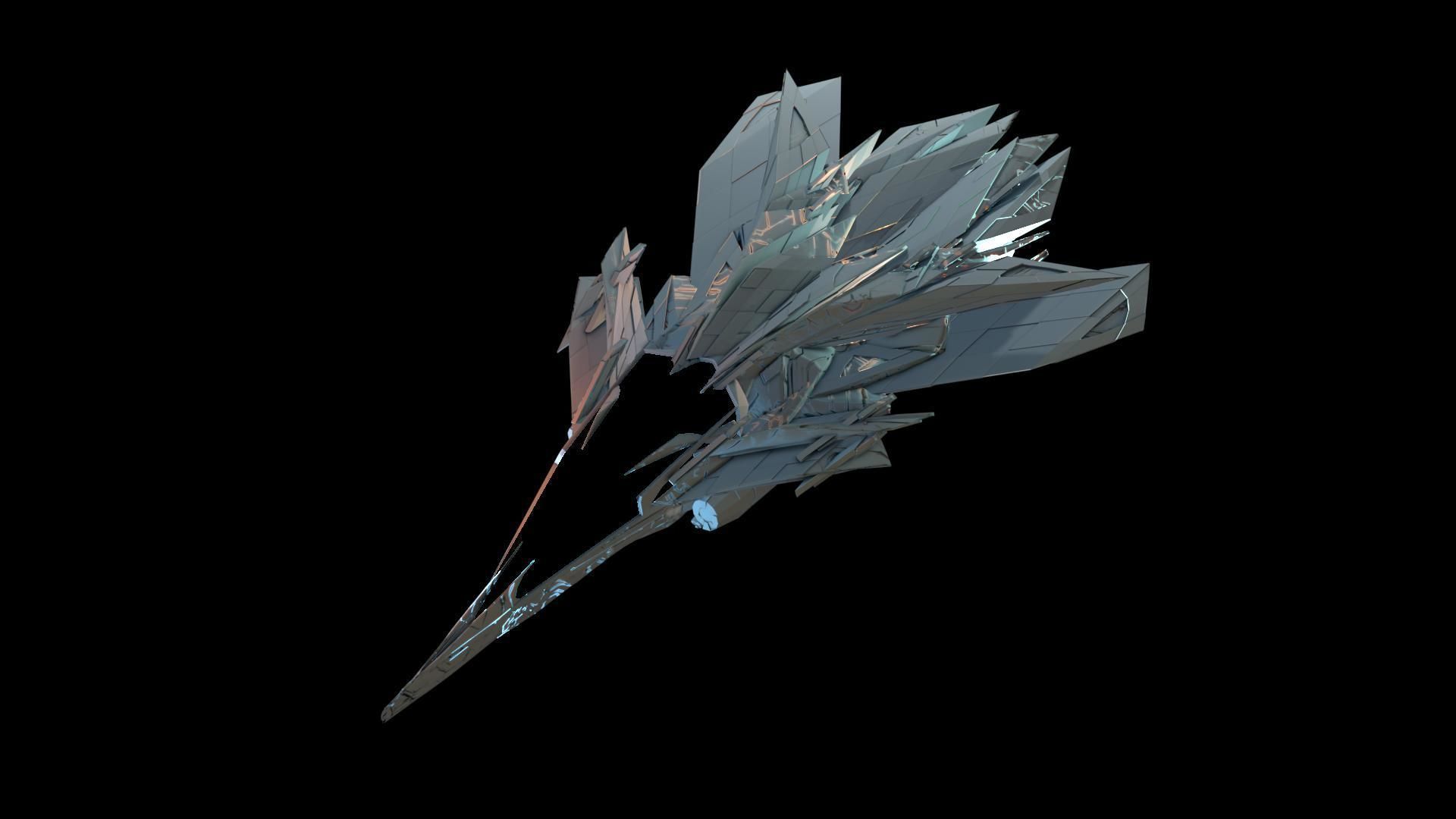Aircraft Jet Plane Sci-Fi Spaceship Space Ship 035 Low-poly 3D model_2