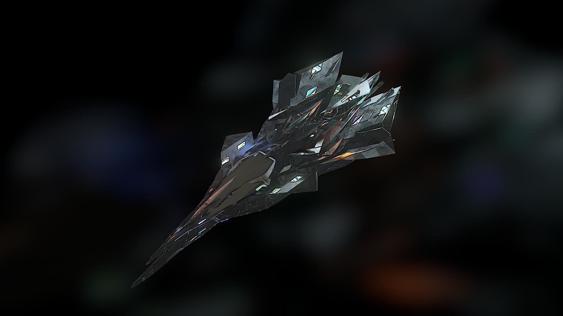 Aircraft Jet Plane Sci-Fi Spaceship Space Ship 033 Low-poly 3D model_1