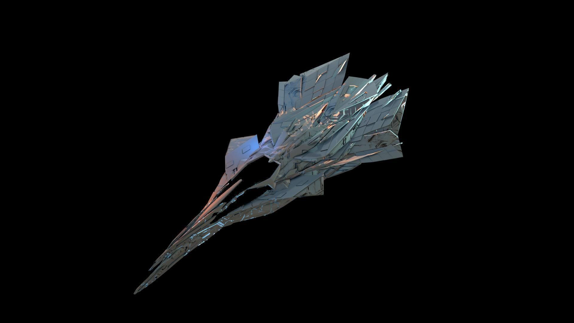 Aircraft Jet Plane Sci-Fi Spaceship Space Ship 033 Low-poly 3D model_2