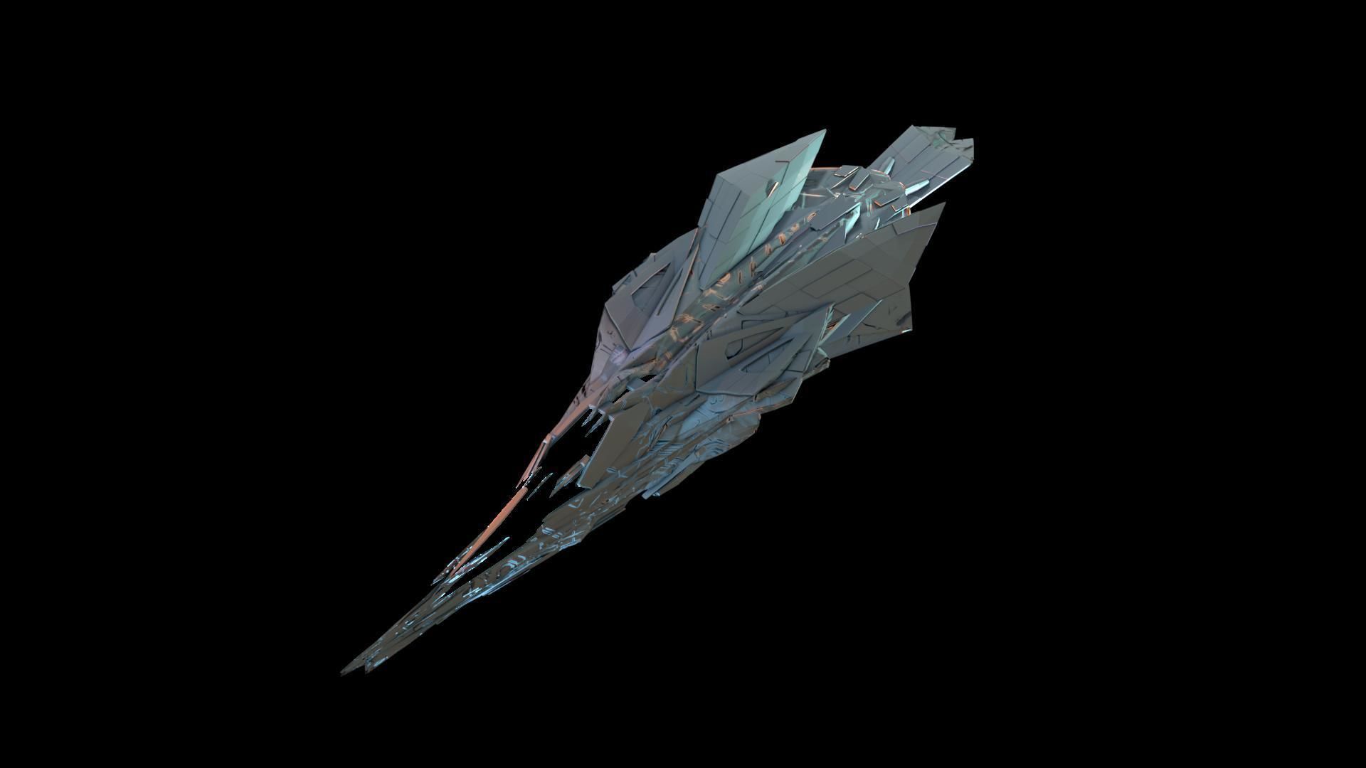  Aircraft Jet Plane Sci-Fi Spaceship Space Ship 030 Low-poly 3D model_2