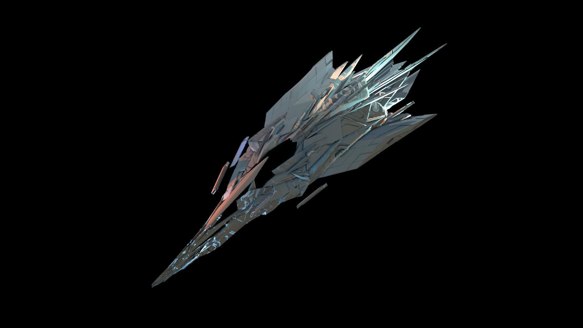 Aircraft Jet Plane Sci-Fi Spaceship Space Ship 029 Low-poly 3D model_2