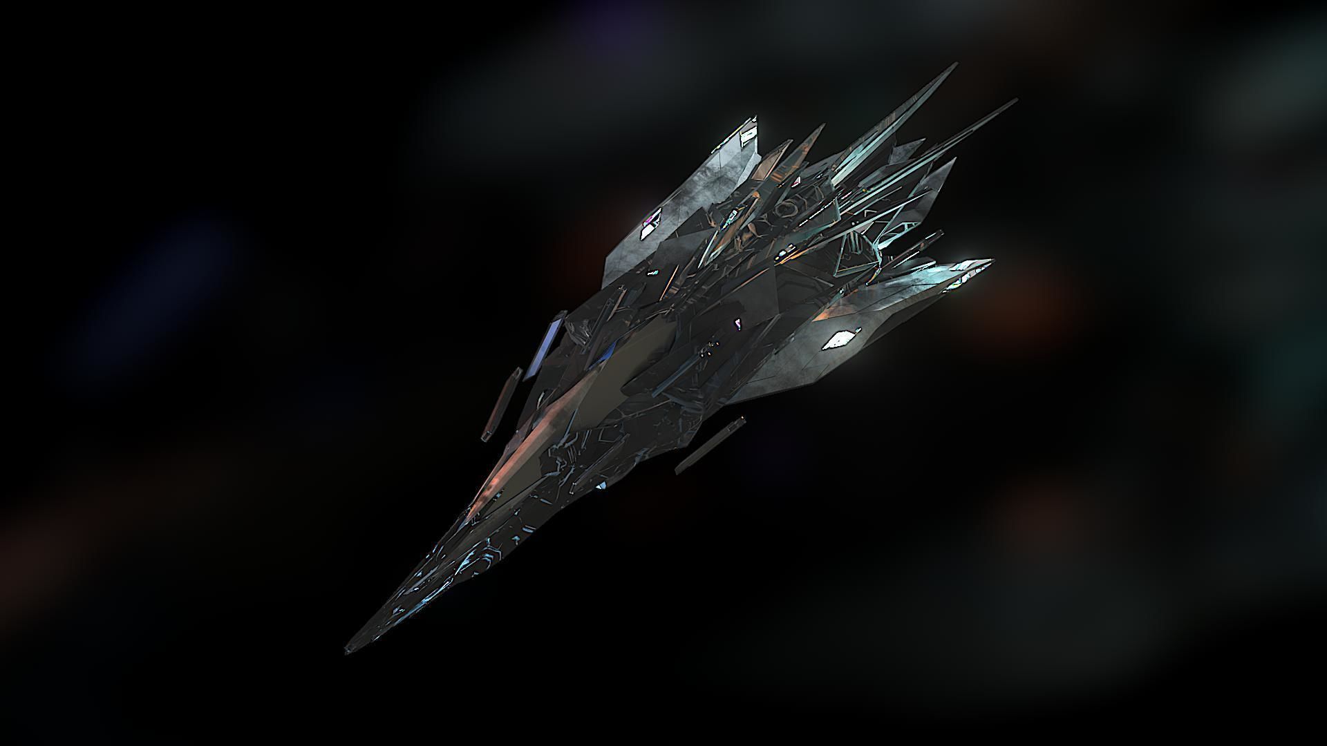 Aircraft Jet Plane Sci-Fi Spaceship Space Ship 029 Low-poly 3D model_1