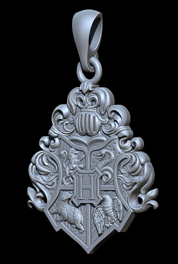 Hogwarts crest pendant 3D print model_13