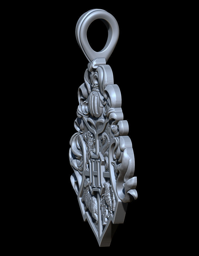 Hogwarts crest pendant 3D print model_4