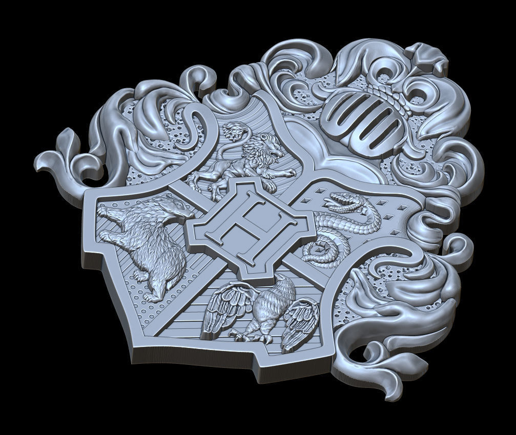 Hogwarts crest pendant 3D print model_11