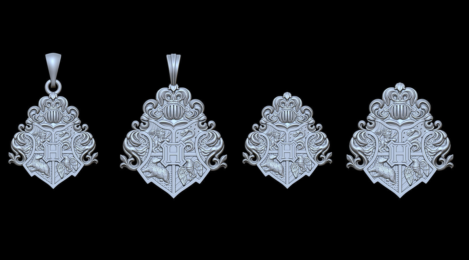 Hogwarts crest pendant 3D print model_17