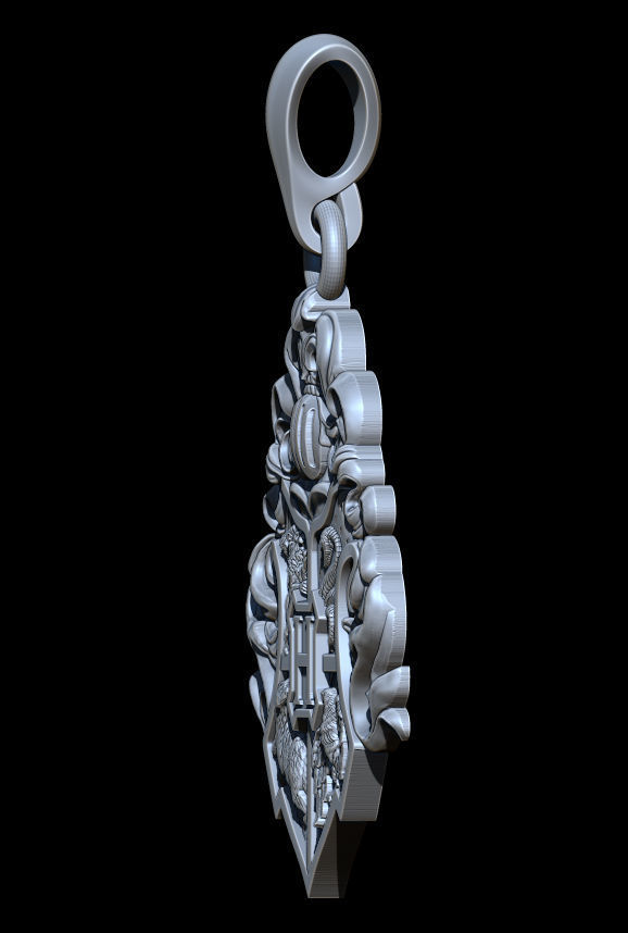 Hogwarts crest pendant 3D print model_14