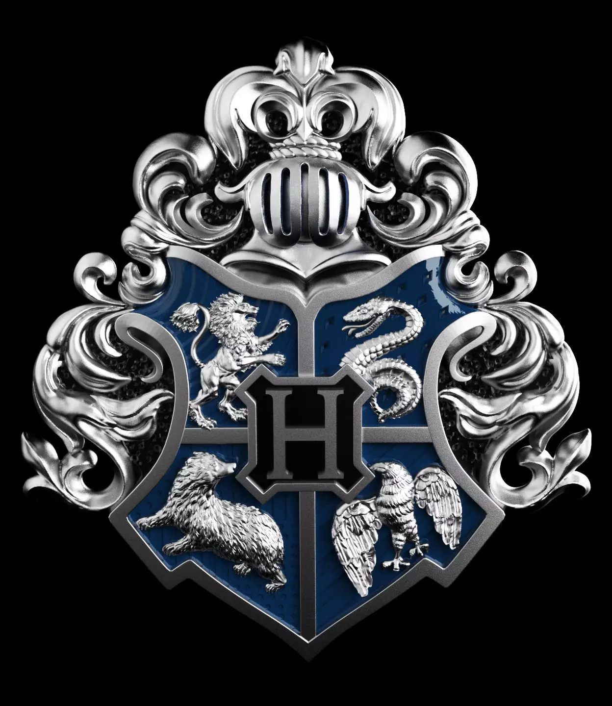 Hogwarts crest pendant 3D print model_0