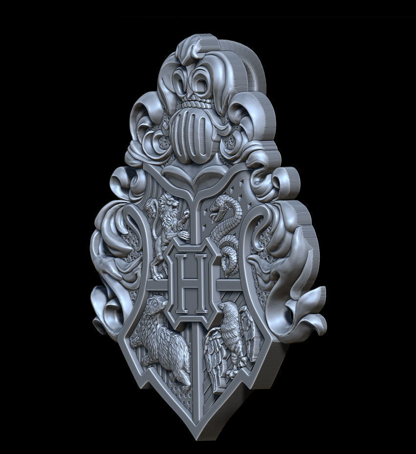 Hogwarts crest pendant 3D print model_9