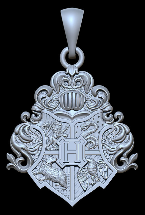 Hogwarts crest pendant 3D print model_12