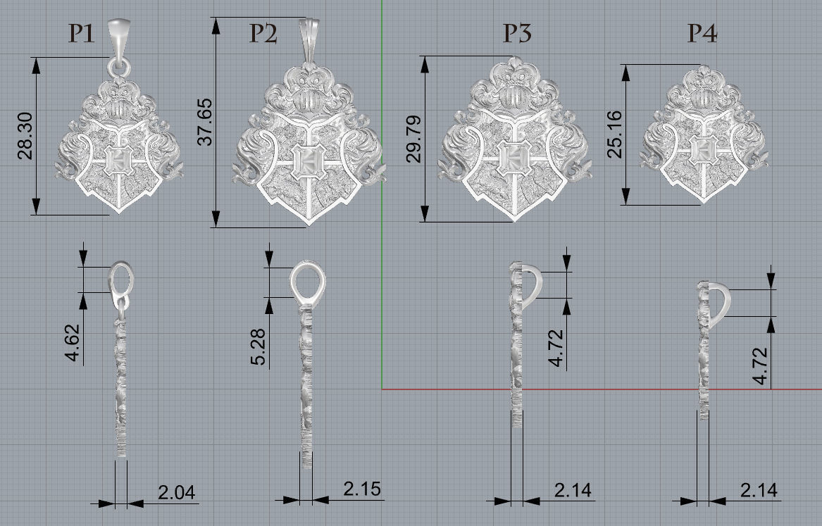Hogwarts crest pendant 3D print model_19