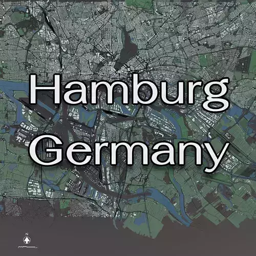 Hamburg Germany - city and mass buildings 3D model