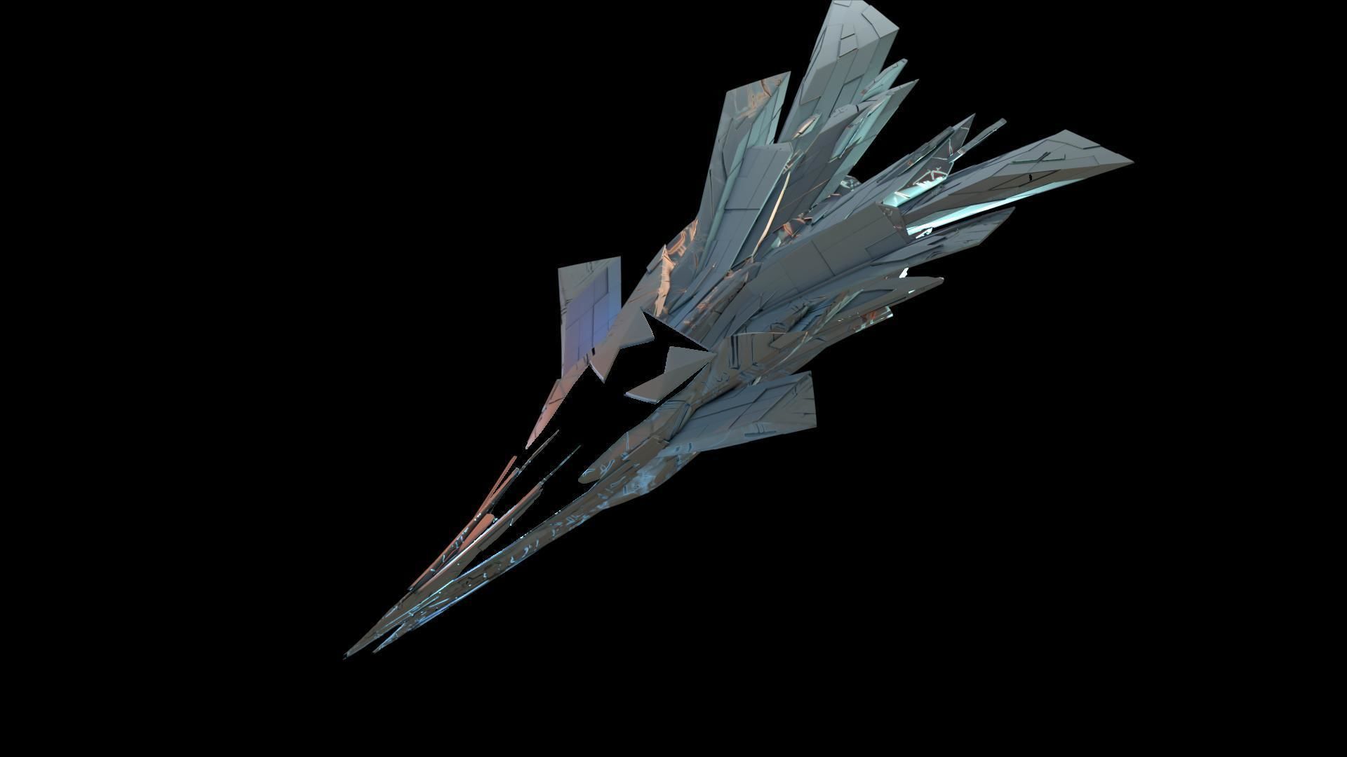 Aircraft Jet Plane Sci-Fi Spaceship Space Ship 04 Low-poly 3D model_2