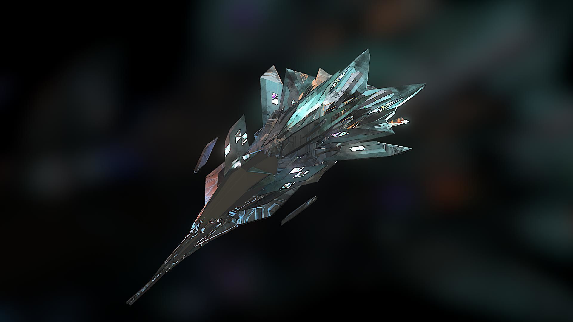 Aircraft Jet Plane Sci-Fi Spaceship Space Ship 022 Low-poly 3D model_1