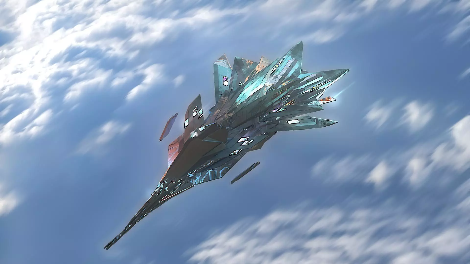 Aircraft Jet Plane Sci-Fi Spaceship Space Ship 022 Low-poly 3D model_0