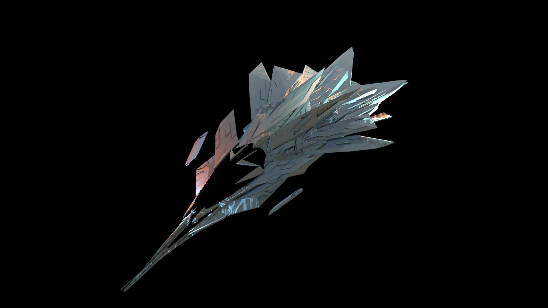 Aircraft Jet Plane Sci-Fi Spaceship Space Ship 022 Low-poly 3D model_2