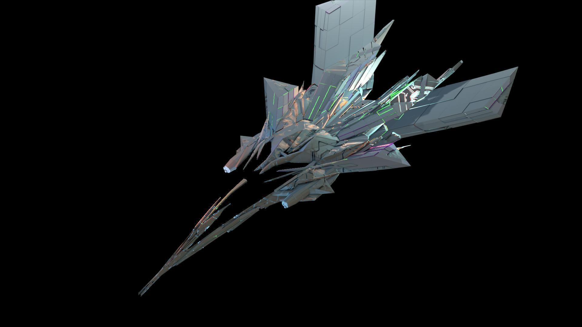 Aircraft Jet Plane Sci-Fi Spaceship Space Ship 021 Low-poly 3D model_2