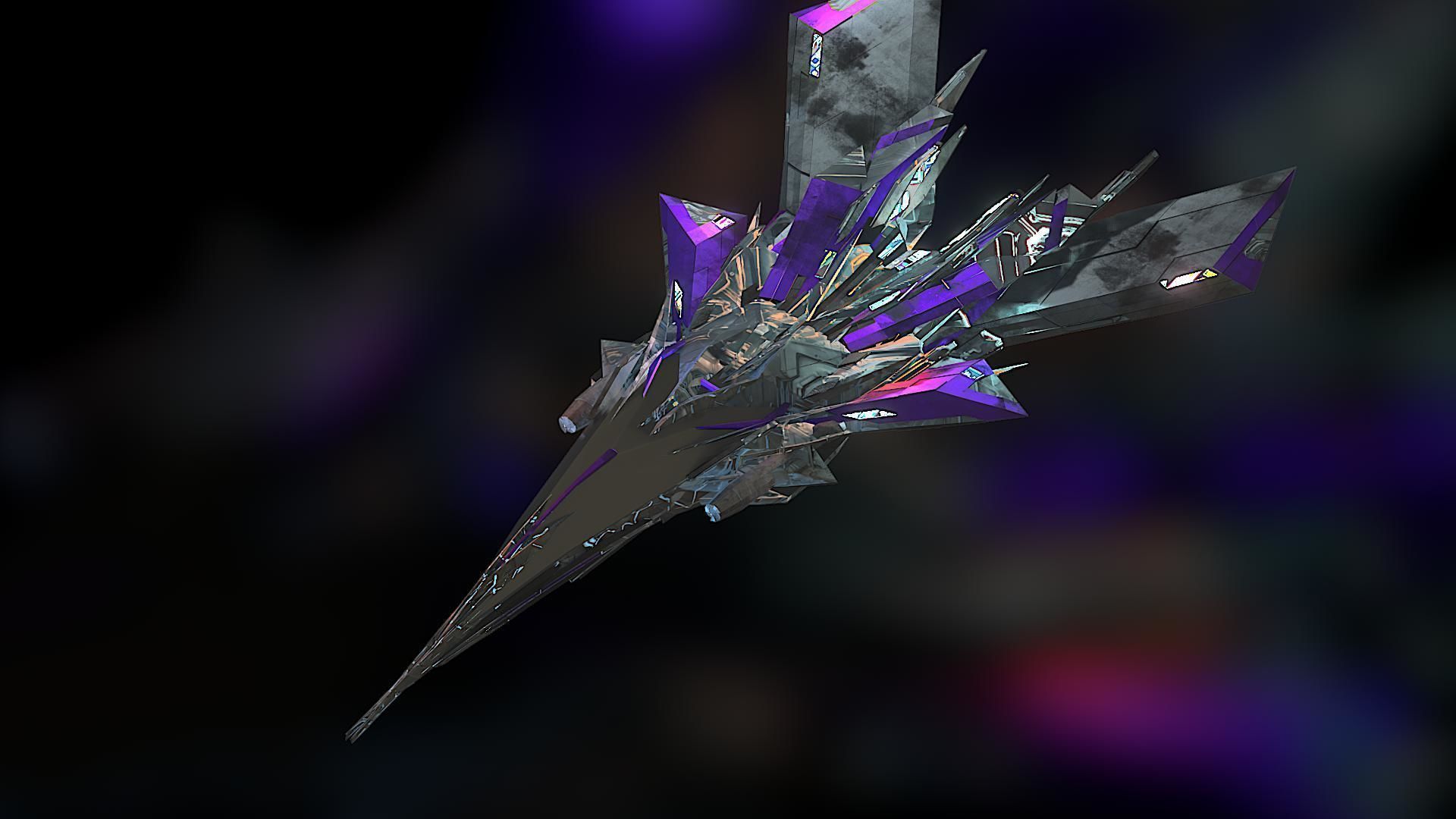 Aircraft Jet Plane Sci-Fi Spaceship Space Ship 021 Low-poly 3D model_1