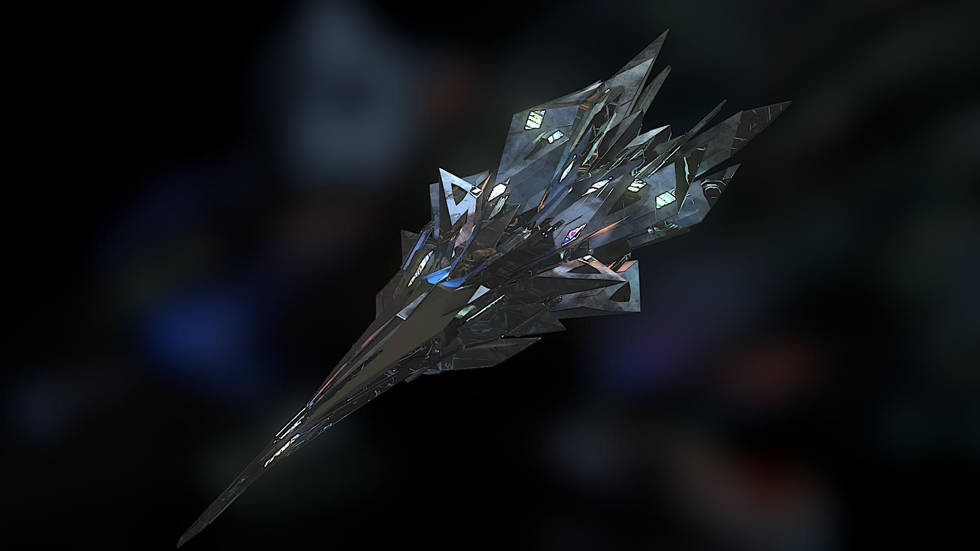 Aircraft Jet Plane Sci-Fi Spaceship Space Ship 020 Low-poly 3D model_1