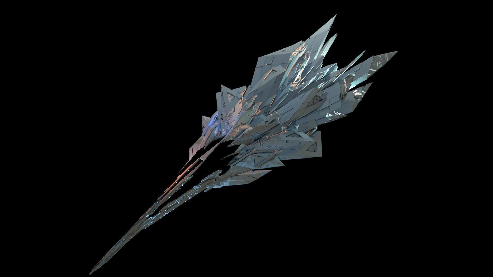 Aircraft Jet Plane Sci-Fi Spaceship Space Ship 020 Low-poly 3D model_2