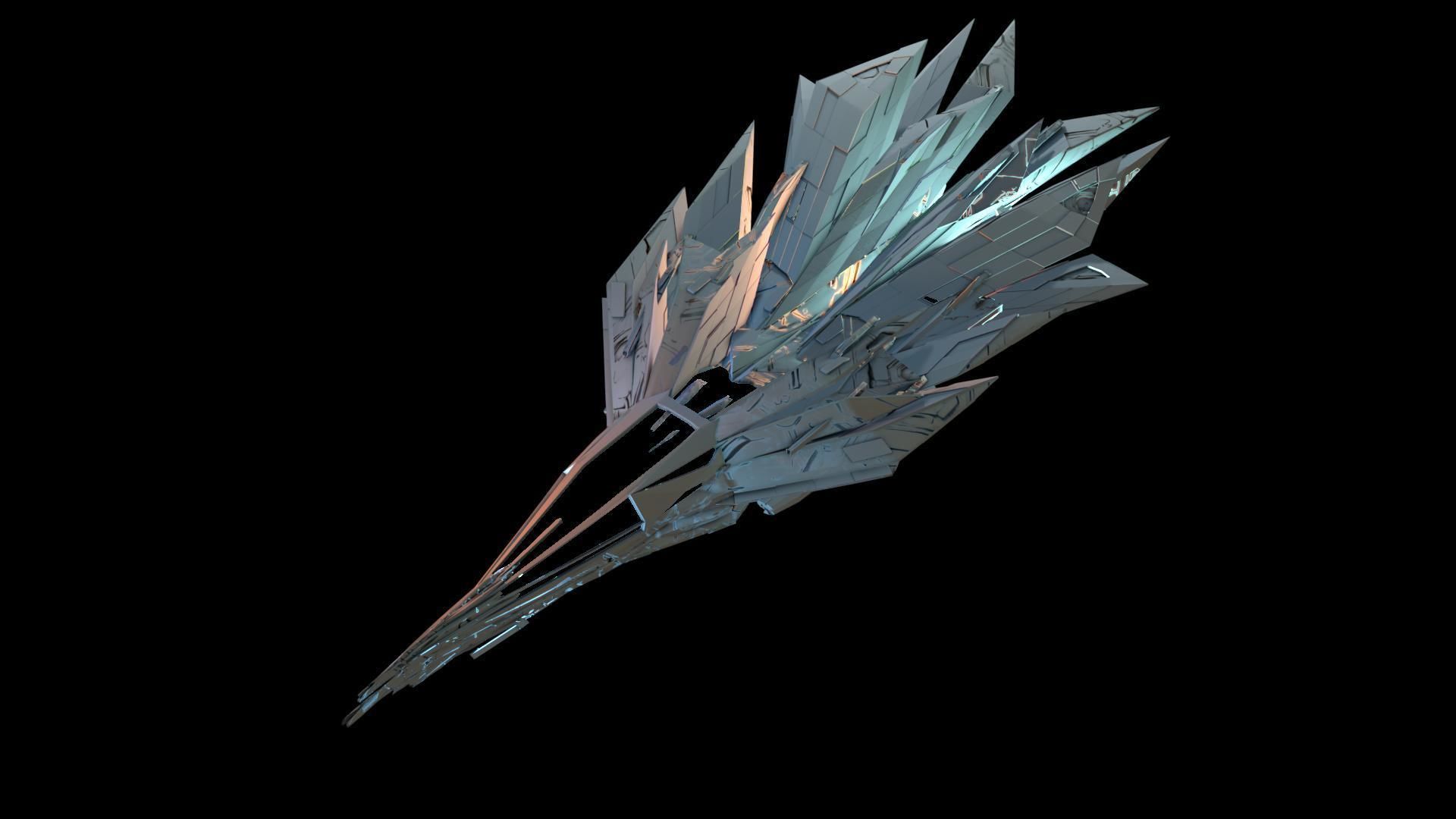 Aircraft Jet Plane Sci-Fi Spaceship Space Ship 019 Low-poly 3D model_2