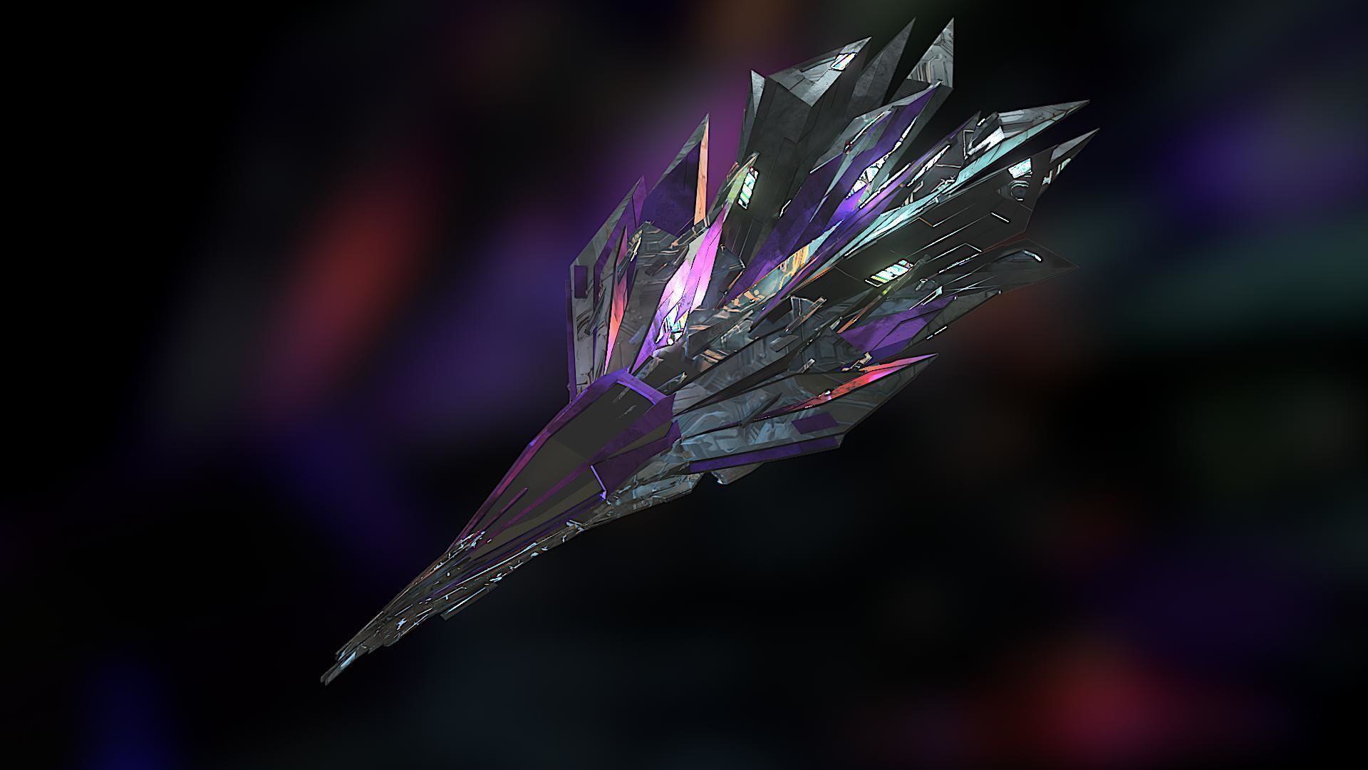 Aircraft Jet Plane Sci-Fi Spaceship Space Ship 019 Low-poly 3D model_1