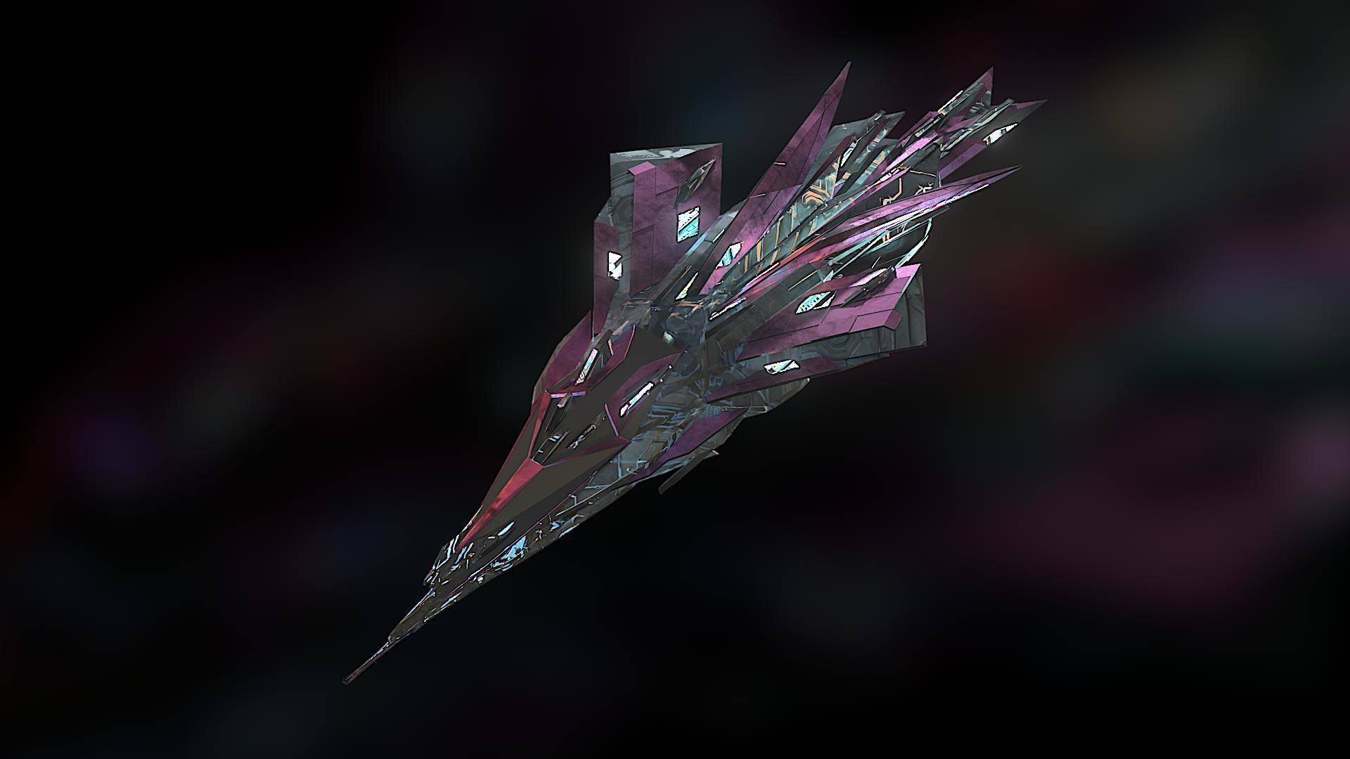 Aircraft Jet Plane Sci-Fi Spaceship Space Ship 017 Low-poly 3D model_1