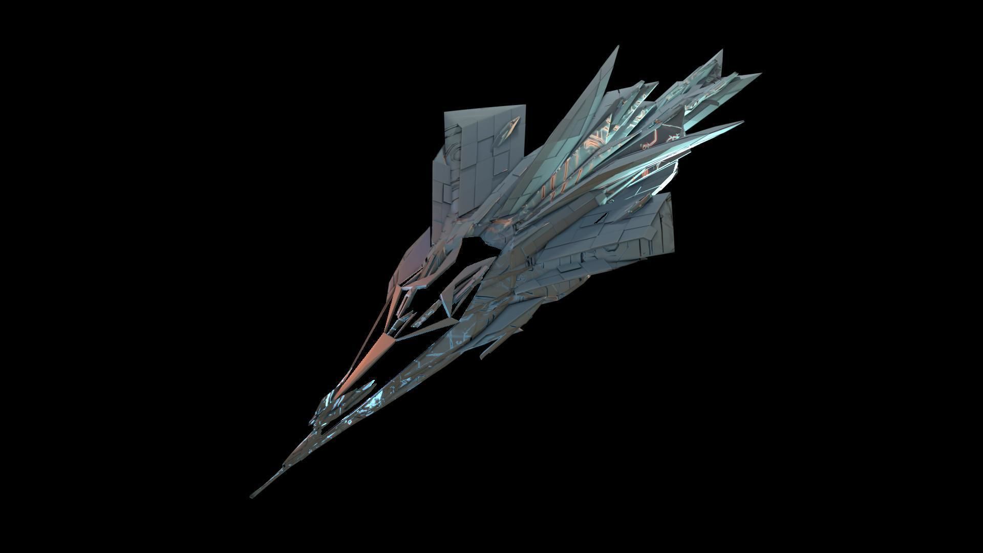 Aircraft Jet Plane Sci-Fi Spaceship Space Ship 017 Low-poly 3D model_2