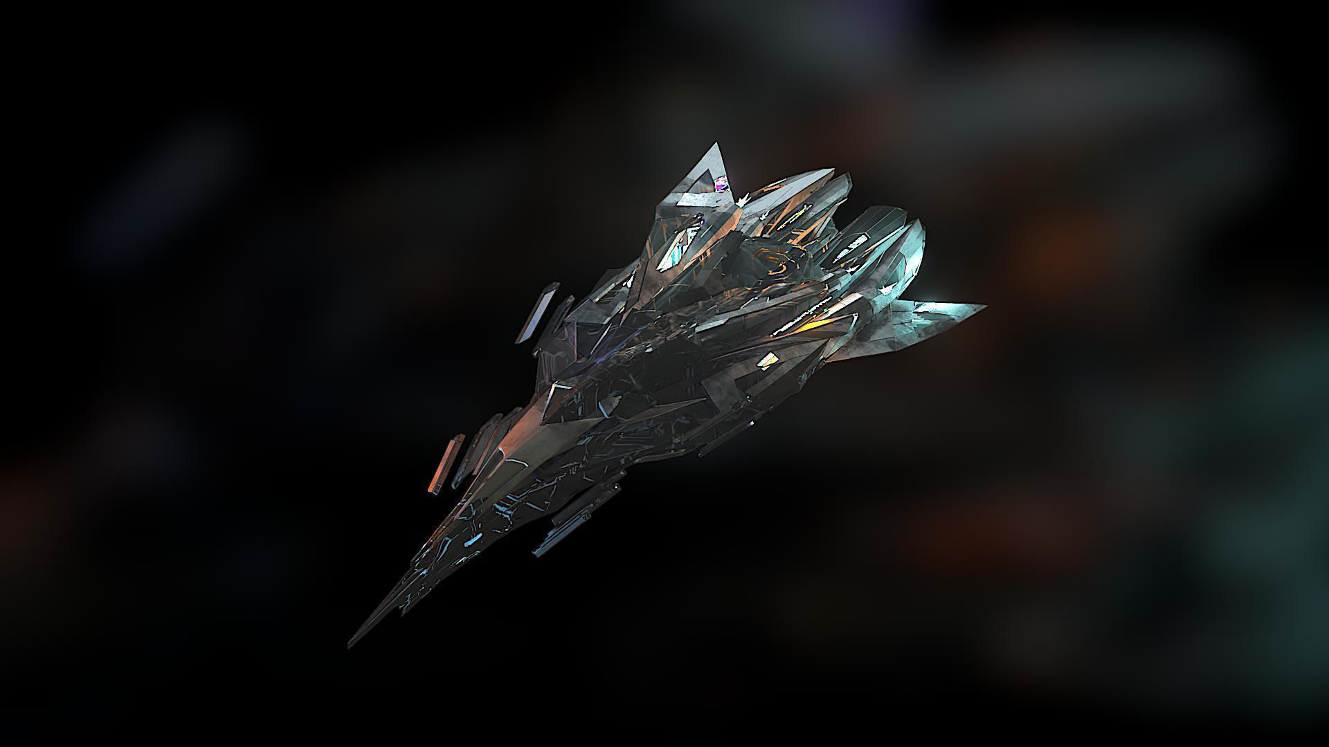  Aircraft Jet Plane Sci-Fi Spaceship Space Ship 015 Low-poly 3D model_1