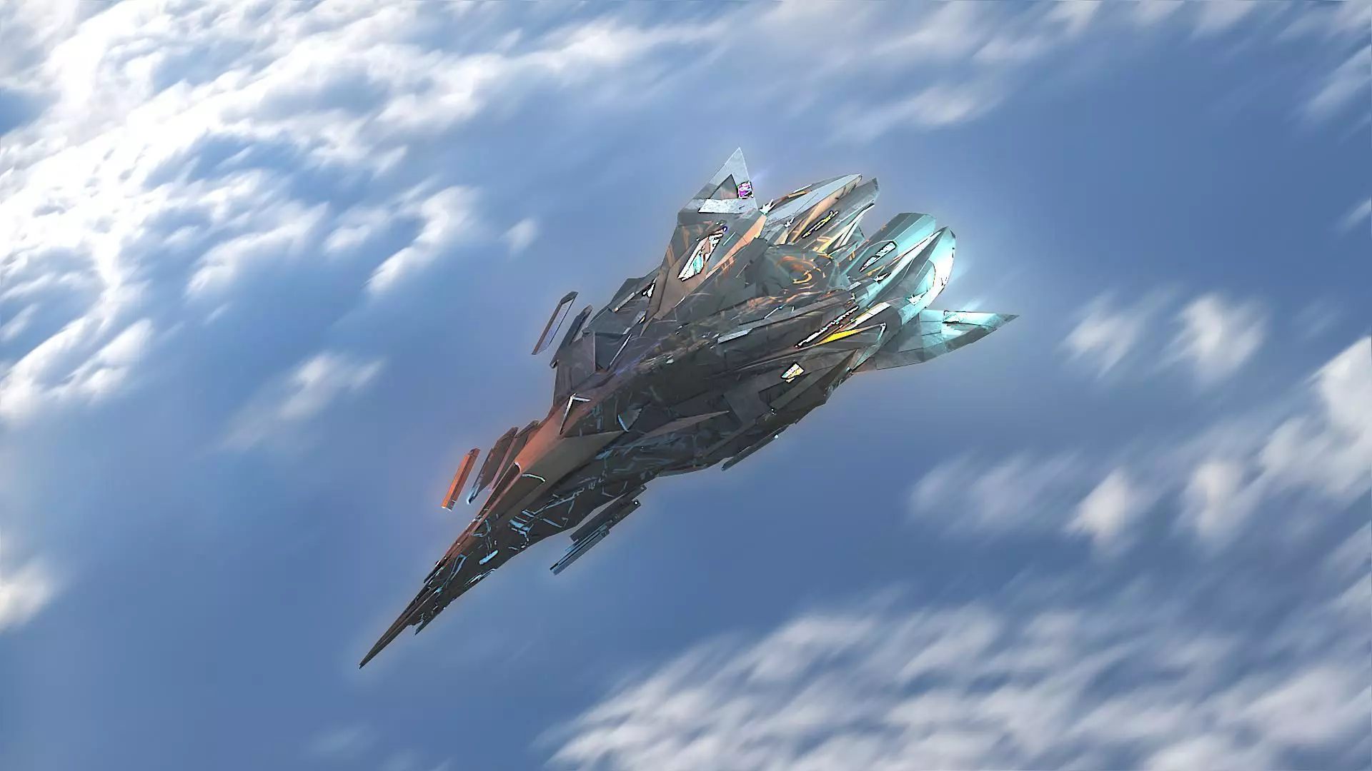  Aircraft Jet Plane Sci-Fi Spaceship Space Ship 015 Low-poly 3D model_0